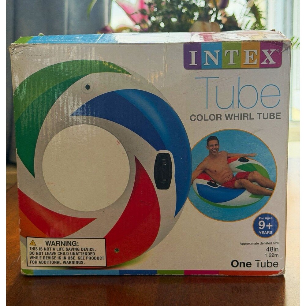 Intex Color Whirl Tube 48 in Inflatable Swim Tube Ring, Age 9+